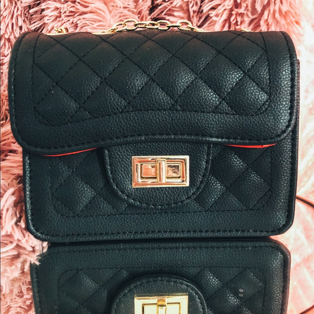 Quilted flap back purse